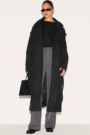 PRETTYLITTLETHING Oversized Wool Look Trench Coat