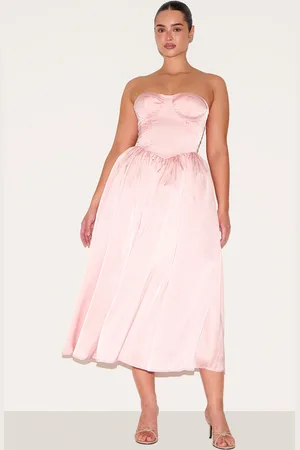 PRETTYLITTLETHING Shape Blush Satin Corseted Shift Midaxi Dress
