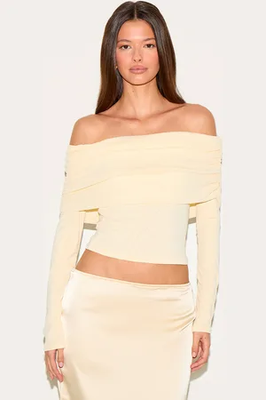 PRETTYLITTLETHING Onion Skin Bardot Ruched Top
