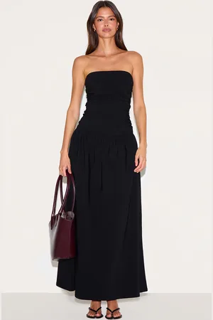 PRETTYLITTLETHING Stretch Woven Bandeau Ruched Maxi Dress