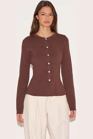 PRETTYLITTLETHING Mocha Compact Knit Peplum Cardigan