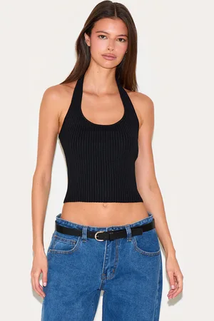 PRETTYLITTLETHING Rib Knit Halterneck Top
