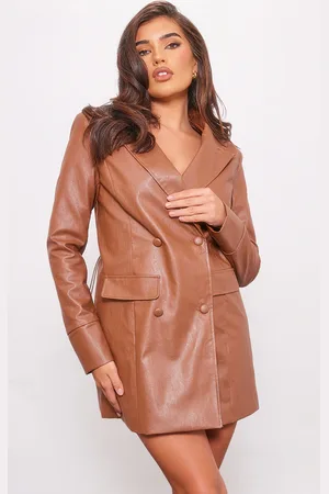 PRETTYLITTLETHING Faux Leather Oversized Blazer Dress