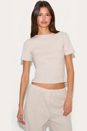 PRETTYLITTLETHING Brushed Ribbed Fitted T Shirt