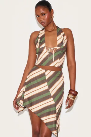 PRETTYLITTLETHING Striped Halterneck Top