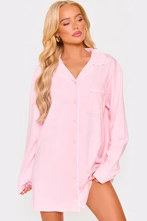 PRETTYLITTLETHING Baby Jersey Piping Detail Long Sleeve Nightdress
