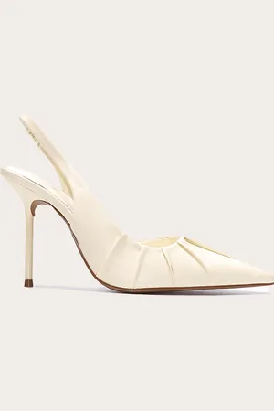 PRETTYLITTLETHING Pu Point Toe Ruched Sling Back High Stiletto Heeled Courts