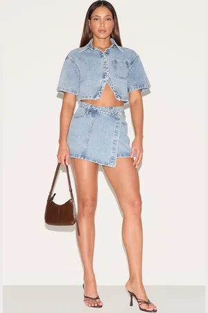 PRETTYLITTLETHING Tall Asymmetric Denim Mini Skirt
