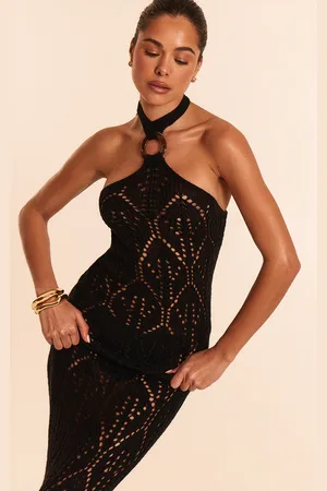 PRETTYLITTLETHING Crochet Halter Neck Maxi Beach Dress