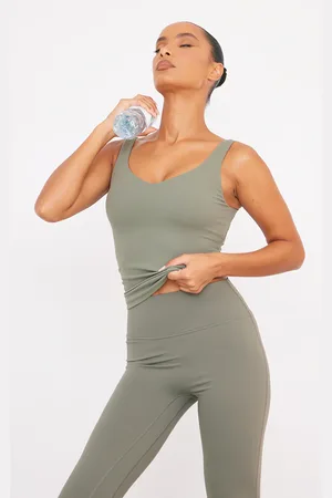PRETTYLITTLETHING Olive Ultimate Sculpt Longline Padded Sports Vest
