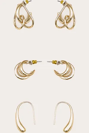 PRETTYLITTLETHING Gold Abstract Multi-pack Stud Earrings