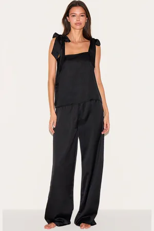 PRETTYLITTLETHING Satin Ribbon Tie Cami Long Pj Set