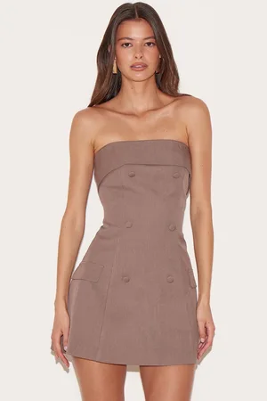 PRETTYLITTLETHING Bandeau Foldover Detail Mini Dress