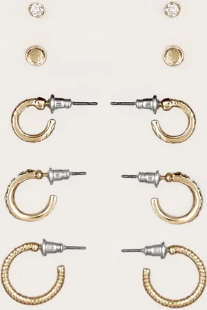 PRETTYLITTLETHING Gold Diamante Hoop & Stud Multipack Earrings
