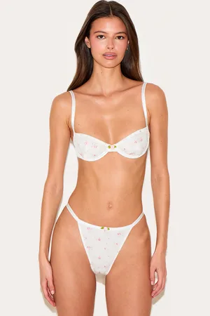 PRETTYLITTLETHING Ribbed Jersey Floral Underwired Lingerie Set