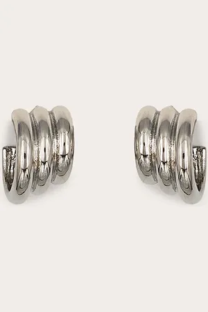 PRETTYLITTLETHING Silver Ribbed Oversized Statement Earrings