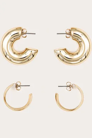 PRETTYLITTLETHING Gold Chubby Hoop Multipack