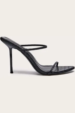 PRETTYLITTLETHING PLT Label Croc Faux Leather Barely There Point Toe High Heels