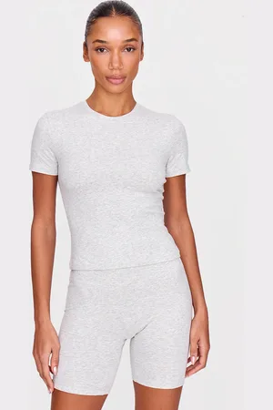 PRETTYLITTLETHING Marl Ultimate Sculpt Longline Short Sleeve Gym Top