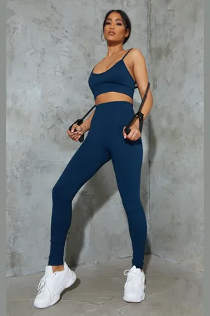 PRETTYLITTLETHING Navy Seamless High Waist Gym Leggings