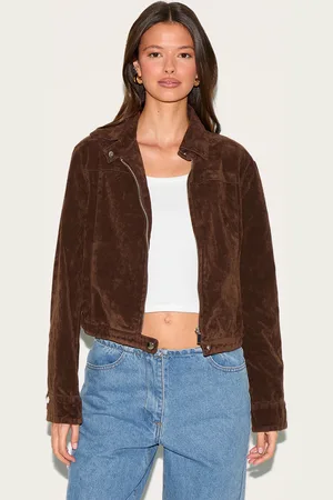 PRETTYLITTLETHING Brushed Faux Suede Seam Detail Jacket