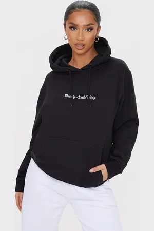 PRETTYLITTLETHING Petite Oversized Embroidered Hoodie
