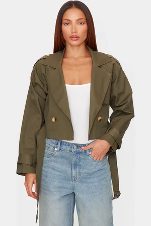 PRETTYLITTLETHING Khaki Cropped Trench Coat
