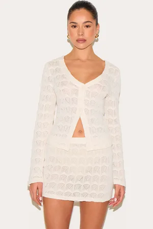 PRETTYLITTLETHING Textured Button Up Long Sleeve Cardigan