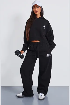 PRETTYLITTLETHING Petite Premium Printed Straight Leg Joggers