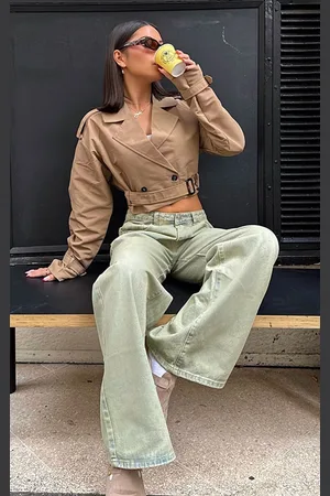 PRETTYLITTLETHING Taupe Belted Cropped Trench Coat