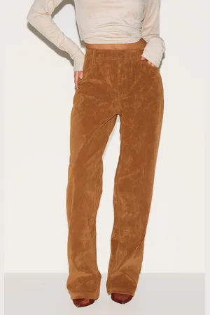 PRETTYLITTLETHING Petite Faux Suede Mid Rise Straight Leg Trousers