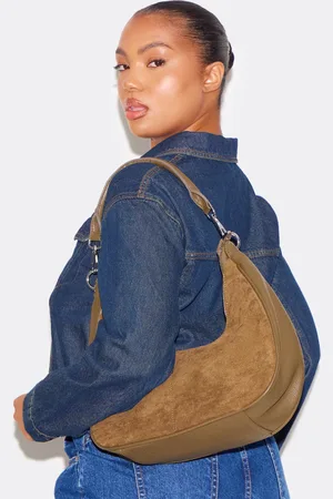 PRETTYLITTLETHING Khaki Oversized Curved Shoulder Bag