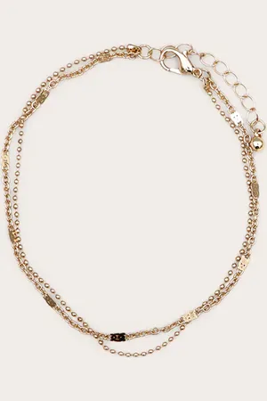 PRETTYLITTLETHING Gold Double Chain Layer Anklet