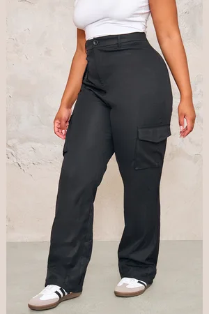 PRETTYLITTLETHING Plus Pocket Front Cargo Straight Leg Trousers