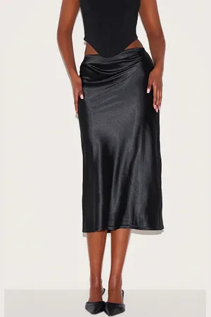 PRETTYLITTLETHING Satin Bias Cut Midi Skirt