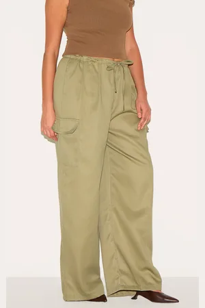 PRETTYLITTLETHING Plus Khaki Tie Waist Cargo Trouser