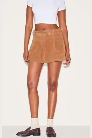 PRETTYLITTLETHING Faux Suede Pleated Mini Skirt