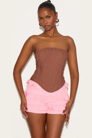 PRETTYLITTLETHING Linen Blend Boned Corset