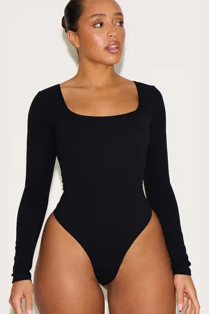 PRETTYLITTLETHING Shape Built In Bra Sculpt Square Neck Long Sleeve Bodysuit