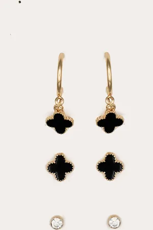 PRETTYLITTLETHING Gold Clover Pendant Multipack Earrings