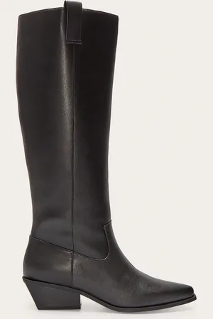 PRETTYLITTLETHING Pu Point Toe Western Knee High Boots
