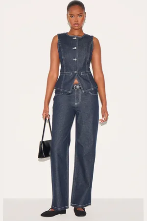 PRETTYLITTLETHING Mid Waist Straight Leg Jeans