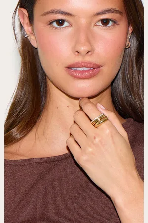 PRETTYLITTLETHING Gold Diamante Ridge Assorted Multipack Rings
