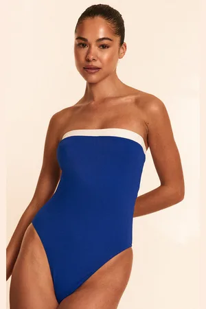PRETTYLITTLETHING Cobalt Contrast Binding Bandeau Swimsuit