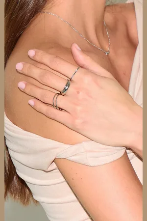 PRETTYLITTLETHING Silver Slim Multi-pack Rings