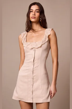 PRETTYLITTLETHING Lace Button Up Trim Corset A-line Dress
