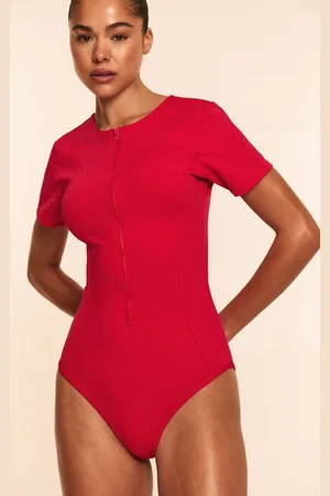 PRETTYLITTLETHING Scuba Zip Up Swimsuit
