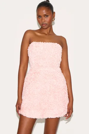 PRETTYLITTLETHING Baby Floral Textured Bandeau Mini Dress