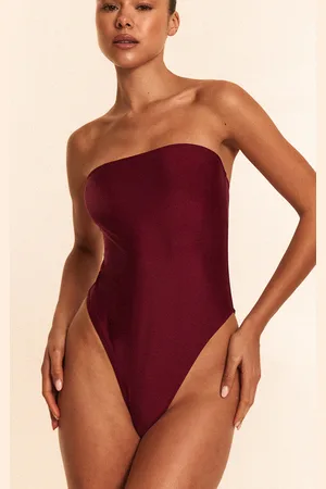 PRETTYLITTLETHING Berry Red Strapless Swimsuit