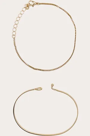 PRETTYLITTLETHING Gold Slim Chain Bangle Multipack